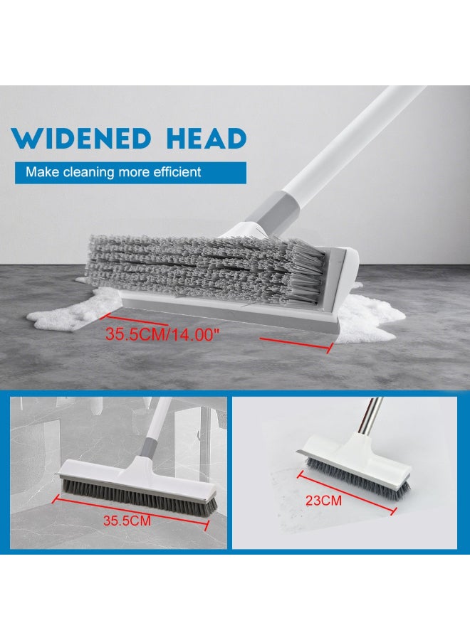 PAACHU Scrub Brush with Long Handle, 2 in 1 Scrape and Heavy-Duty Stiff Bristle Floor Scrubber Brush with Squeegee for Cleaning Tile Wall Deck Bathroom Patio Garage Kitchen - Image 2